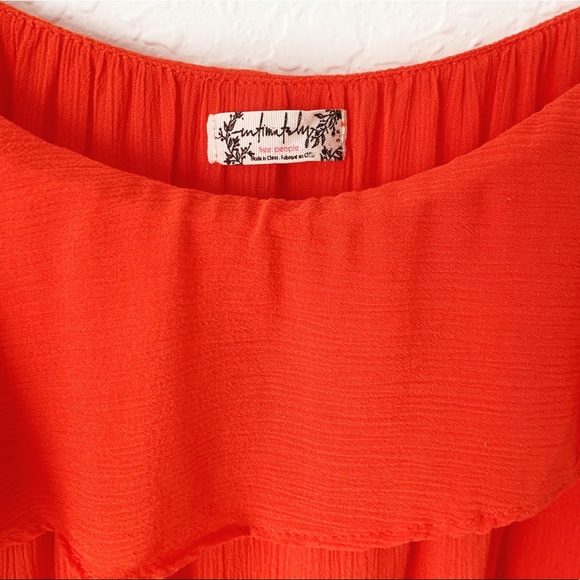 Free People Red Orange Ruffled Tank Top - Picture 5 of 7